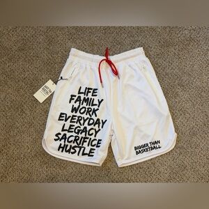 Bigger than basketball Men's White basketball Shorts with Graphic Text size S